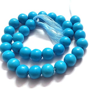 Natürliche Türkis Runde Edelstein Perlen: Glatte Blaue Schmuckherstellung, 10 mm 12 &quot;Strang