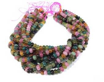 Multi Tourmaline Chalcedony Rondelle Smooth Beads 8mm, 12" Strand