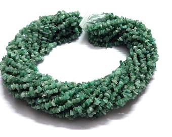 1-5 Strand Natural Emerald Chips Beads, Natural Green Emerald Chips Smooth 4-6mm Beads 34"inch, Emerald Chips Nuggets Beads, Natural Emerald