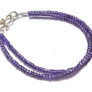 7&quot;inch Bracelet 2 Layer Amethyst Cubic Zircon Rondelle Faceted 3mm Beads, Purple Cubic Zircon Bracelet, Zircon Bracelet, Amethyst Zircon