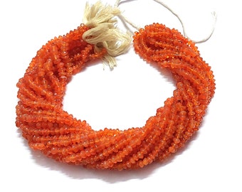 1 Strand Natural Carnelian Rondelle Button Smooth 4-5mm/5-5.5mm Beads 12"inch, Carnelian Beads, Carnelian Rondelle Jewellery Making Beads