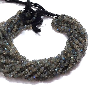 Natural Labradorite Rondelle Beads: Gray Gemstone, 12 Inch Strand