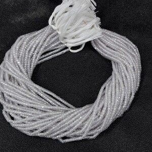 5-10 Strand White Cubic Zircon Rondelle Faceted 3mm, White Zircon Rondelle Beads 12&quot;inch, White Cubic Zircon Beads, White Cubic Zircon