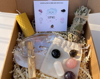 SLEEP Crystals Set, Sweet Dreams Calming Healing Crystals Kit, Sleep Gift, Peaceful Sleep, Crystals for Insomnia, Crystals Gift Box Set