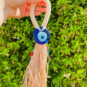 Evil Eye Wall Hanging, Glass Evil Eye Wall Charm, Evil Eye Wall Art, Home Gift Idea, House Protection, Blue Evil Eye, Evil Eye Home Decor