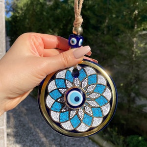 Evil Eye Wall Hanging, Glass Evil Eye Wall Charm, Wall Decoration, Home Decor, Home Gift Idea, House Protection, Turkish Evil Eye, Mom Gift