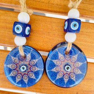 Evil Eye Wall Hanging, Glass Evil Eye Wall Charm, Home Decor, Home Gift Idea, House Protection, Turkish Evil Eye, Evil Eye Home Decor