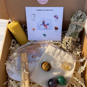 Arbetsplatskristallset, Arbetsplatshelande kit, Presentset för helande kristaller, Kristallset för arbetsbord, Arbetskristaller, Kit för arbetsenergiskydd bild 6