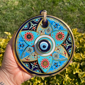 Dekoracja ścienna Evil Eye, Dekoracja ścienna, Dekoracja domu Evil Eye, Sztuka na szkle, Talizman na szczęście, Ochrona domu, Prezent na parapetówkę, Prezent dla mamy