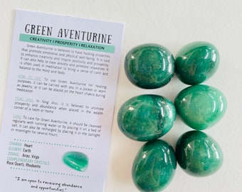 Green Aventurine Tumbled Stone, Tumbled Green Aventurine Crystal, Heart Chakra Stone, Polished Green Gemstone
