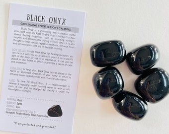 Black Onyx Tumbled Stone, Tumbled Black Onyx Crystal, Polished Onyx Gemstone, Black Healing Crystal and Stone, Natural Onyx