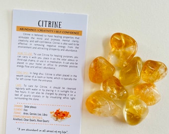 Citrine Tumbled Stone, Tumbled Citrine Crystal, Citrine Gemstone, Crystals for Success, Small Bulk Stones