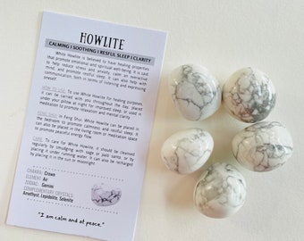 White Howlite Tumbled Crystal, Tumbled White Howlite Stone, Polished White Howlite Gem, White Healing Crystal