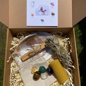 Arbetsplatskristallset, Arbetsplatshelande kit, Presentset för helande kristaller, Kristallset för arbetsbord, Arbetskristaller, Kit för arbetsenergiskydd bild 5
