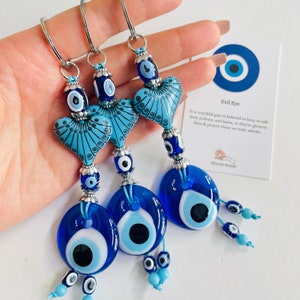 Blue Evil Eye Keychain, Luck Evil Eye Keyring, Car Charm, Bag Charm Keyring, Rear View Mirror Car Decor, Evil Eye Charm, Beaded Keychain