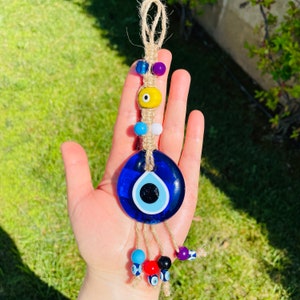 Evil Eye Wall Hanging, Evil Eye Wall Charm, Evil Eye Wall Art, Home Gift Idea, House Protection, Turkish Evil Eye, Glass Evil Eye Home Decor