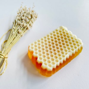 Handgemaakte kruidenglycerine honingraat honingzeep, bijenwas biologische zeep, honingraatzeep natuurlijk, zeep voor handen en voeten