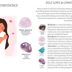 Self Love & Confidence Crystal Set, Crystal Healing Set, Healing Crystal Kit, Healing Stones Set, Self Care Kit, Crystals Gift Set, Crystals image 2