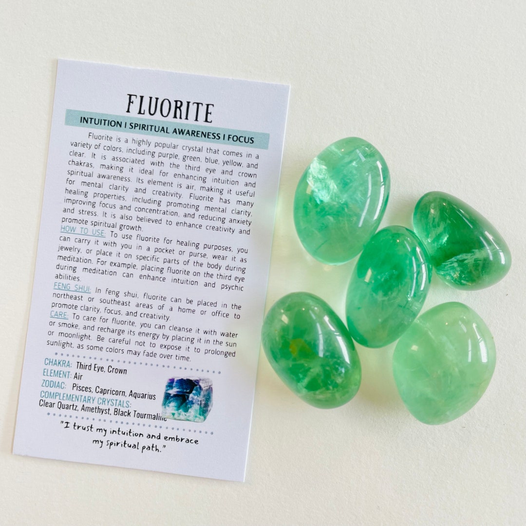 Green Fluorite Zodiac Green Fluorite Tumbled Stone, Polished