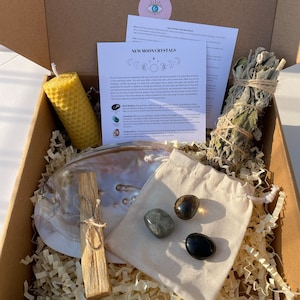 New Moon Crystals Ritual Kit, Crystals of New Moon, New Moon Crystals, Healing Crystals Set, Birthday Crystal Gift Box, Gemstone Set