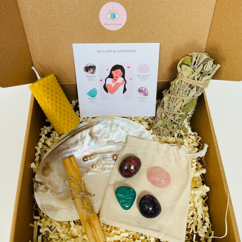 Self Love & Confidence Crystal Set, Crystal Healing Set, Healing Crystal Kit, Healing Stones Set, Self Care Kit, Crystals Gift Set, Crystals image 1