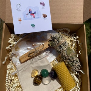 Arbetsplatskristallset, Arbetsplatshelande kit, Presentset för helande kristaller, Kristallset för arbetsbord, Arbetskristaller, Kit för arbetsenergiskydd bild 9