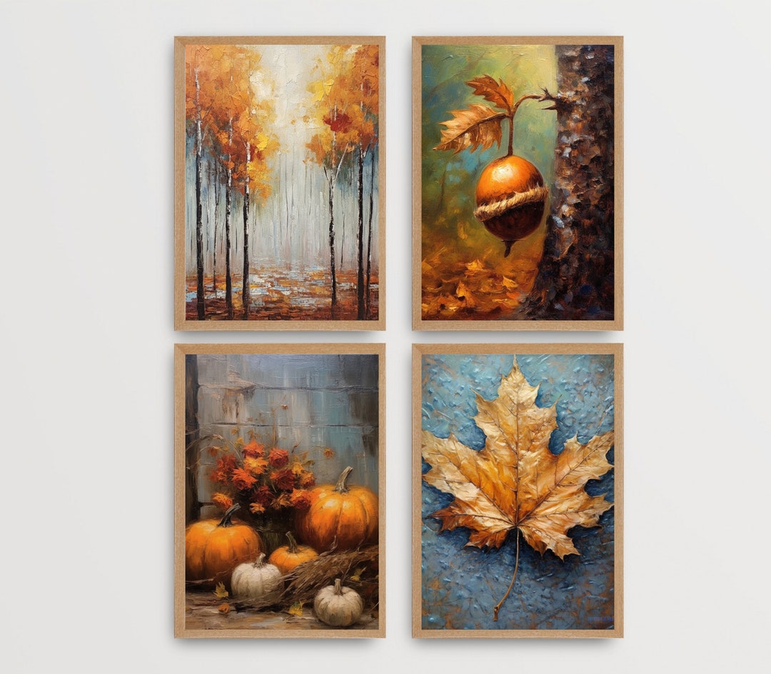Fall Gallery Printable Wall Art Gallery Set of 4 Autumn Gallery Collage ...