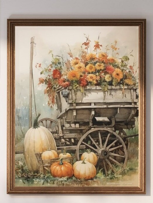 Fall Wall Decor Printable Pumpkin Still Life Painting Rustic Fall Art ...