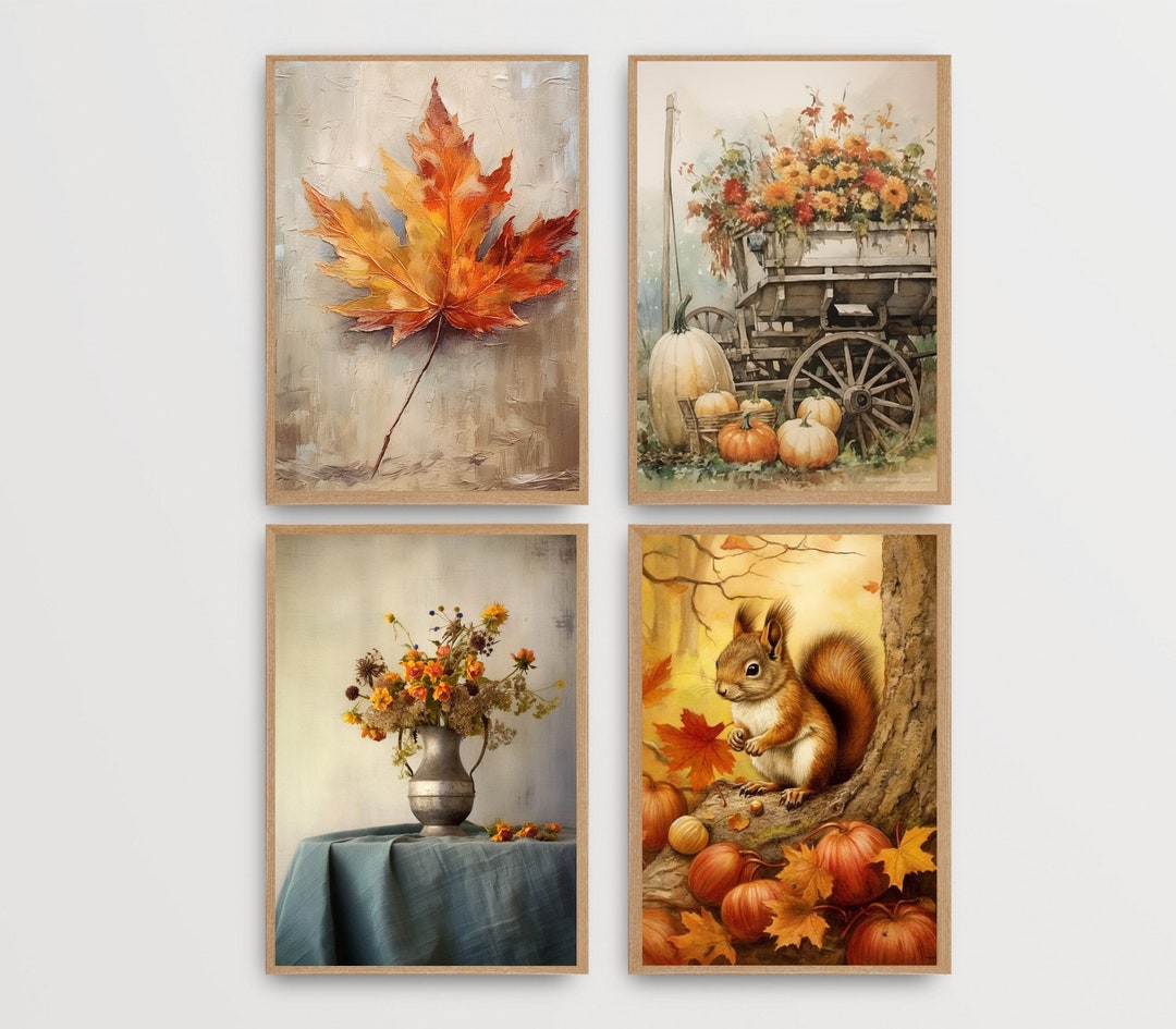 Fall Gallery Printable Wall Art Gallery Set of 4 Autumn Gallery Collage ...