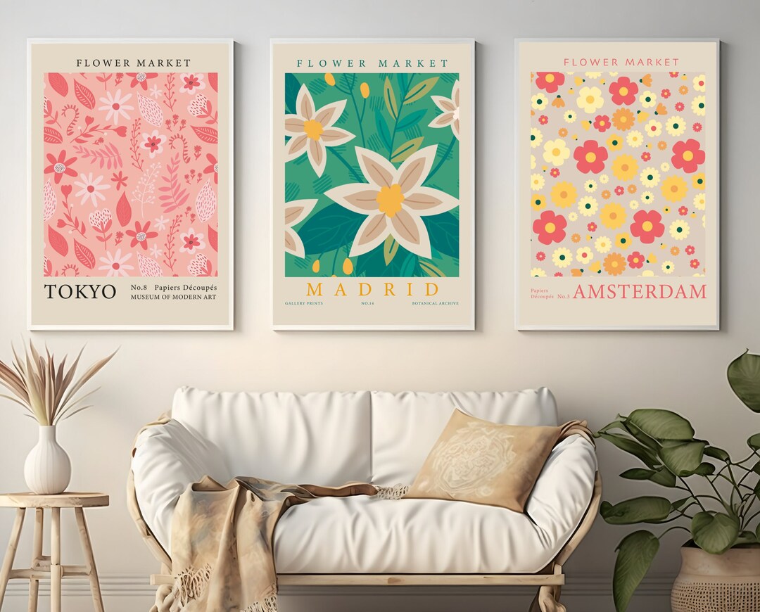 Flower Market Decor Print Set of 6, Botanical Wall Art, Floral Decor