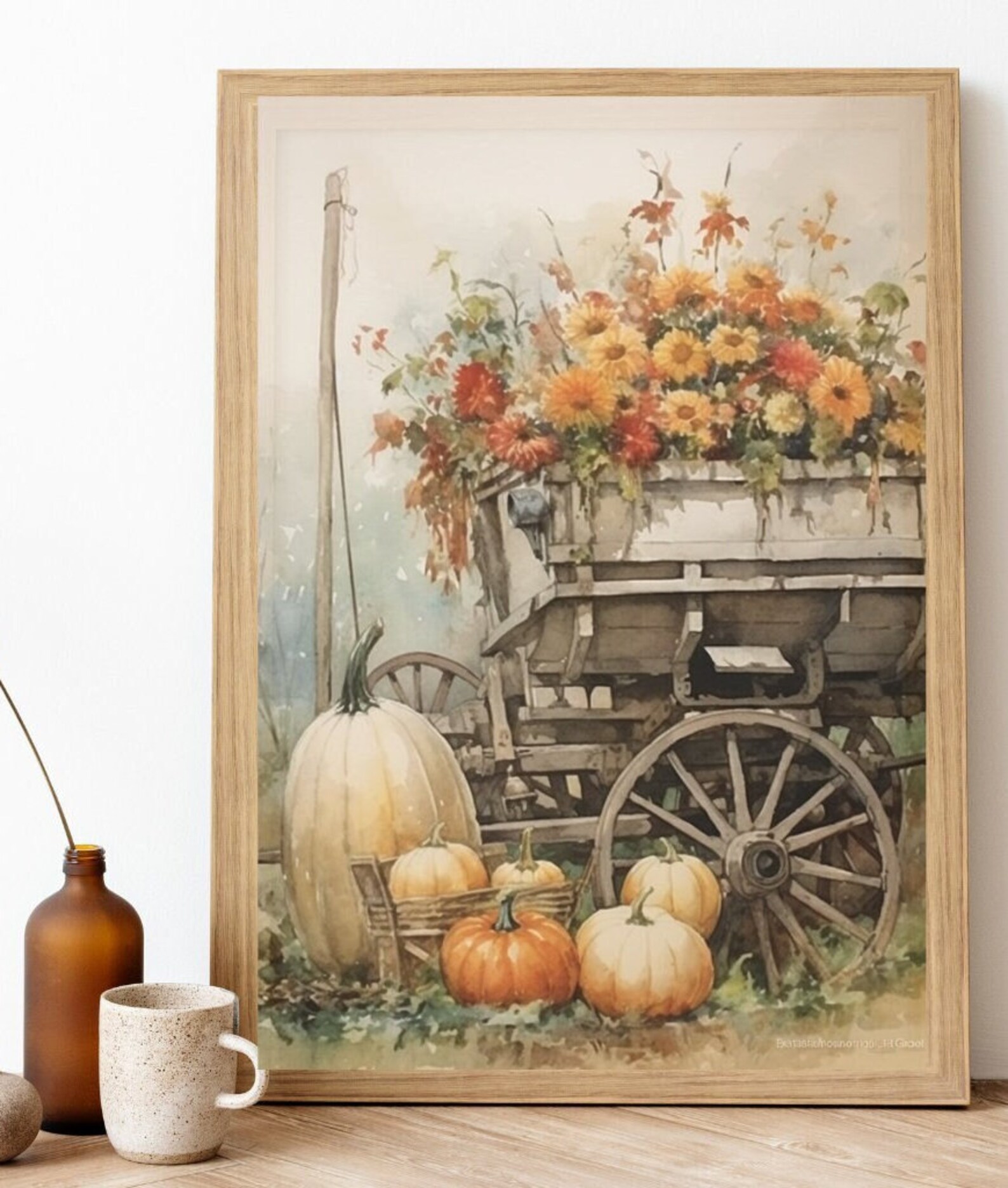Fall Wall Decor Printable Pumpkin Still Life Painting Rustic Fall Art ...