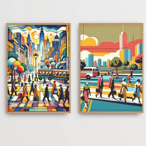 2 Eclectic Prints. Maximalist Gallery Wall Set, Mid Century Bright Decor, Colorful Art, Matisse, Frida, Picasso, DIGITAL DOWNLOAD