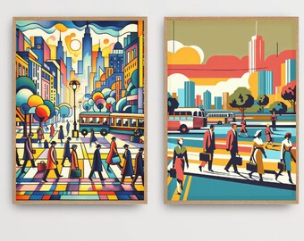 2 Eclectic Prints. Maximalist Gallery Wall Set, Mid Century Bright Decor, Colorful Art, Matisse, Frida, Picasso, DIGITAL DOWNLOAD