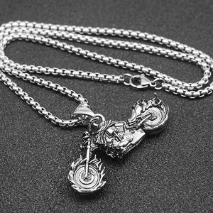 Motorcycle Pendant - Motorbike Sports Biker Necklace - Ghost Rider Racing Moto Biker Necklace Gifts