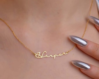 Personalized 14K Solid Gold Name Necklace, Personalized Christmas Gifts , Custom Name Necklace, Christmas Necklace, Wife Gifts Christmas