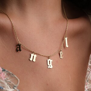 Custom Name Initials Necklace, Minimalist Necklace with Name, Personalized Jewelry, Gold Name Necklace, Letter Necklace, Handmade Jewelry