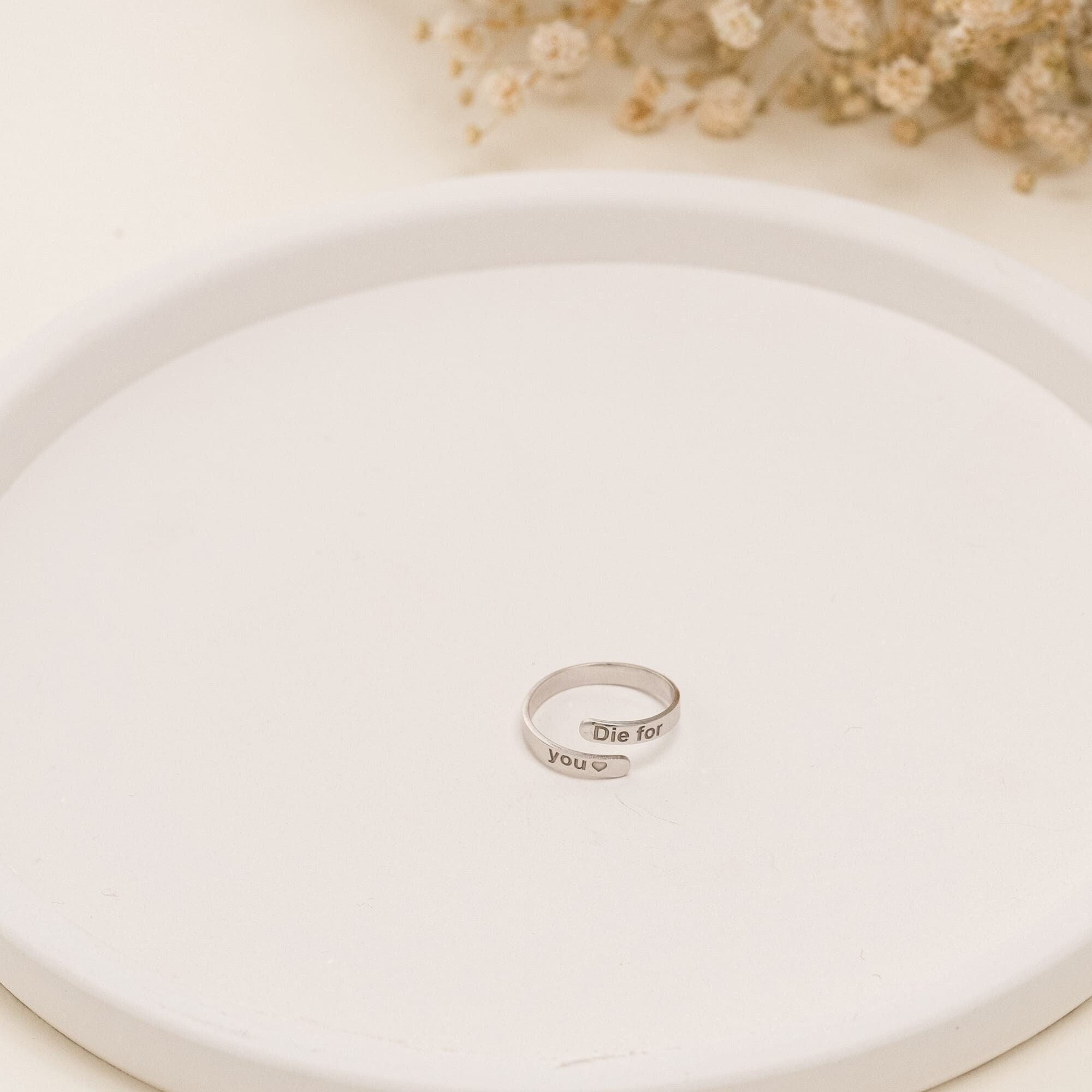 14K Gold Name Ring, Custom Name Date Engraved Ring Gift for Her/Him, Christmas Gifts For Her, Date Ring, Christmas Gifts, Yellow/Rose Gold