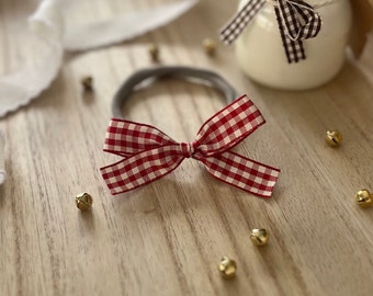 Red Gingham Hair Bow