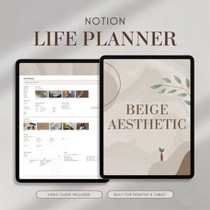 Digital Life Planner | Notion | Beige Aesthetic | iPad and Desktop Planner | Notion Template | 2023 Digital Planner | ADHD Planner