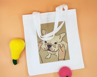 Bolso de mano personalizado con retrato de mascota/Lindo bolso de lona para mascotas/Bolsa de compras personalizada//Regalo de Navidad para los amantes de los perros