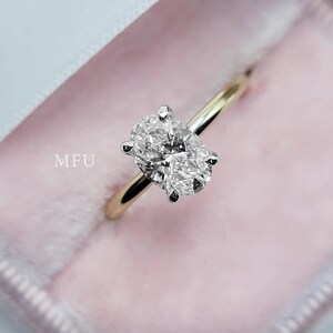 1CT Oval Cut Moissanite Wedding Ring, 18K Solid Yellow Gold Ring for Women,Hidden Halo Oval Diamond Minimalist Ring, Daily Wear Ring For Her