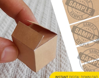 4 modèles de boîtes en carton miniatures à imprimer fichier numérique, téléchargement numérique, modèles de boîtes miniatures à télécharger