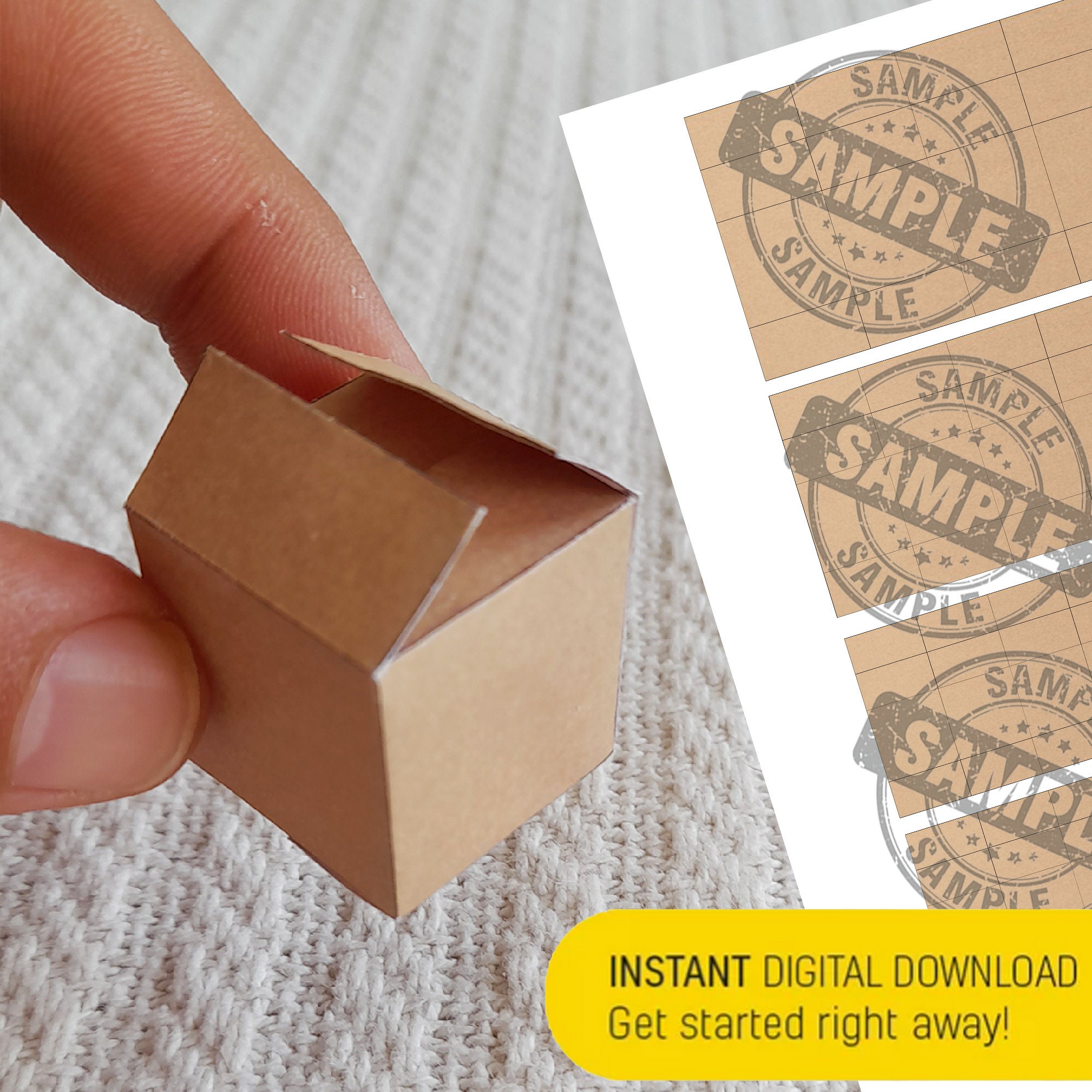 4 Miniature Cardboard Box Templates PRINTABLE Miniature File DOWNLOAD