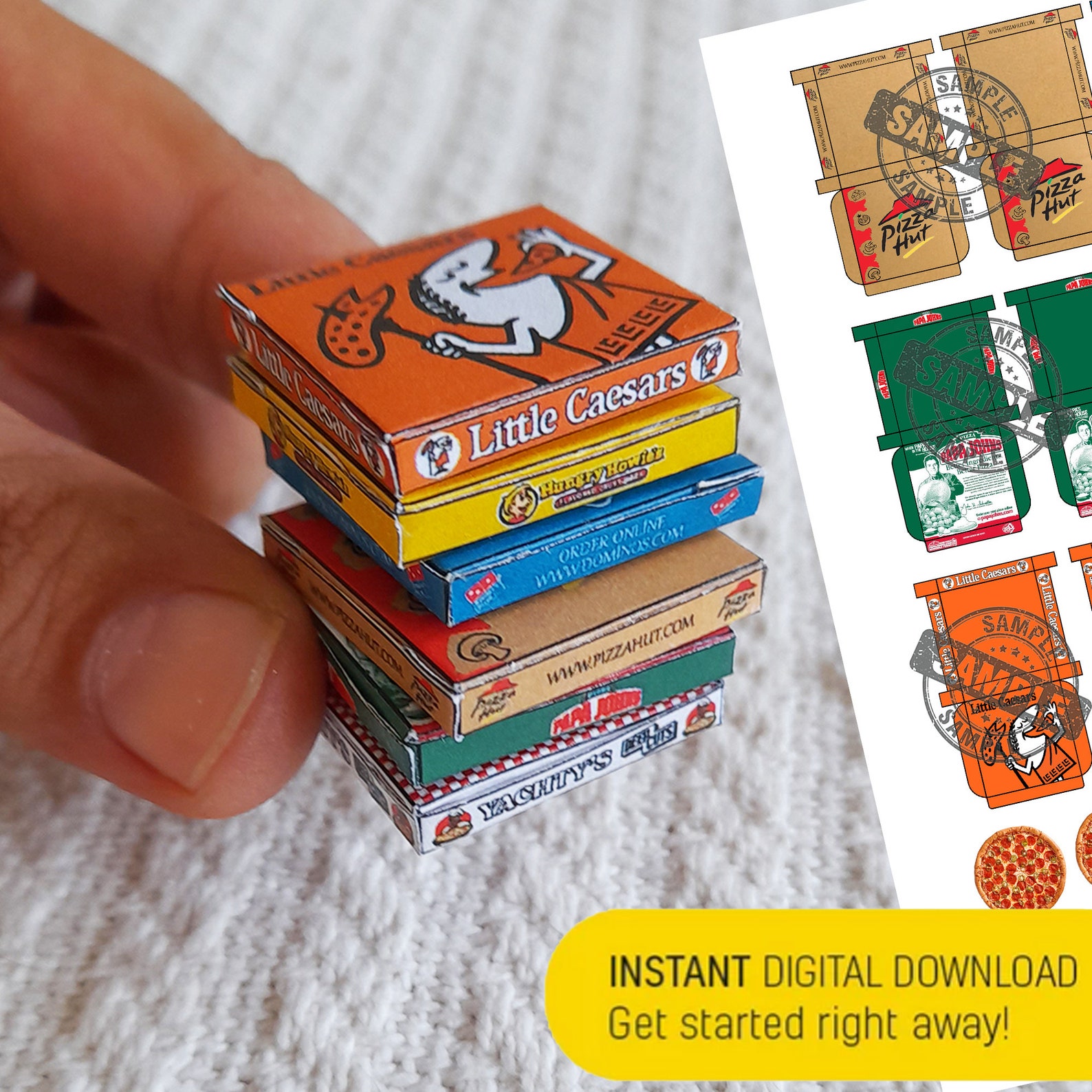 Pizza & Pizza Box Set / 6 Different Miniature Pizza Boxes Etsy