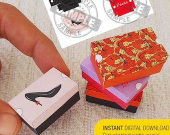 Miniature 4 Style Vintage Shoe Box Template PRINTABLE FILE Digital Download <<<