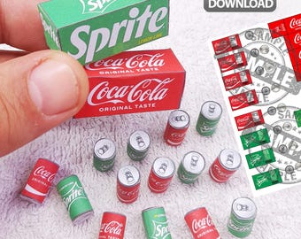 Druckbare Miniatur Cola Dosen Vorlage | Miniatur Cola Sprite Set DIGITALER DOWNLOAD DATEI