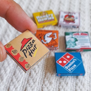 Pizza- en pizzaboxset/6 verschillende miniatuurpizzadozen AFDRUKBAAR bestand DOWNLOAD digitaal bestand, digitale prints, digitale download