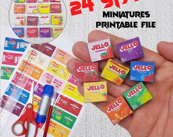 24 Piece Printable Miniature Jell-O Box Template | PRINTABLE File DOWNLOAD Digital File ,Digital Prints ,DIGITAL Download