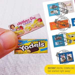 10 Printable Miniature Grocery Snack Set Templates | 10 Pieces Mini Spring Cakes Template Digital Download File Instant Download