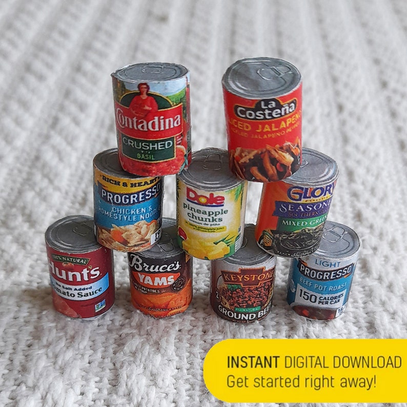 Miniature 14 Food Cans Mixed Templates Groceries - Etsy